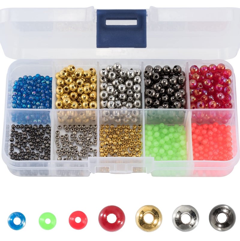 Dr.Fish Fishing Bead Bait Eggs Kits Floating Ball Stopper Plastic with Box Glow Round Luminous Saltwater Freshwater 0.08/0.12/0.2 Inch 1000 pcs - Image 1